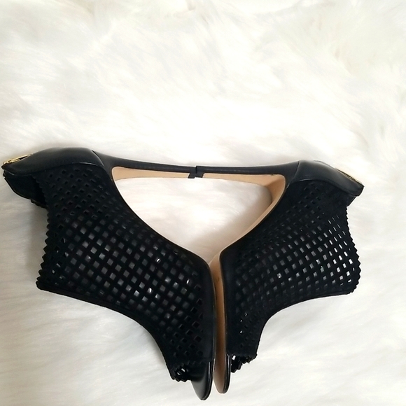 MARC FISHER 'Peddle' Suede Leather Perforated Style Peep Toe Ankle Bootie Heels - Picture 7 of 15